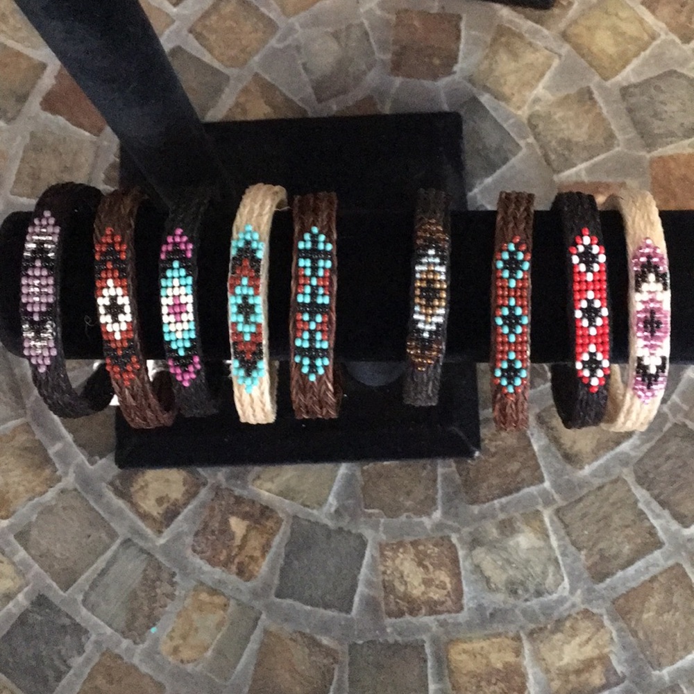 BNWT Multiple Horsehair With Hand-Beaded design